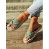 Contrast Color Flip Flops Flat Platform Slip On Beach Outdoor Sandals - Vert clair EU 42