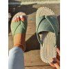Contrast Color Flip Flops Flat Platform Slip On Beach Outdoor Sandals - Vert clair EU 42