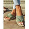 Contrast Color Flip Flops Flat Platform Slip On Beach Outdoor Sandals - Vert clair EU 42