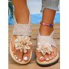 Flower Flip Flops Slip On Plat Platform Beach Outdoor Sandals - Abricot EU 36