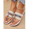 Ethnic Print Hollow Out Butterfly Flip Flops Flat Platform Slip On Bohemian Sandals - Blanc EU 42