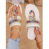 Ethnic Print Hollow Out Butterfly Flip Flops Flat Platform Slip On Bohemian Sandals - Blanc EU 42