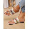 Ethnic Print Hollow Out Butterfly Flip Flops Flat Platform Slip On Bohemian Sandals - Blanc EU 42