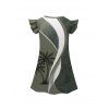 Girls Dress Coconut Tree Leaf Pattern Vacation Dress Short Flutter Sleeve A Line Mini Kid Dress - Vert clair 120