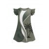 Girls Dress Coconut Tree Leaf Pattern Vacation Dress Short Flutter Sleeve A Line Mini Kid Dress - Vert clair 120