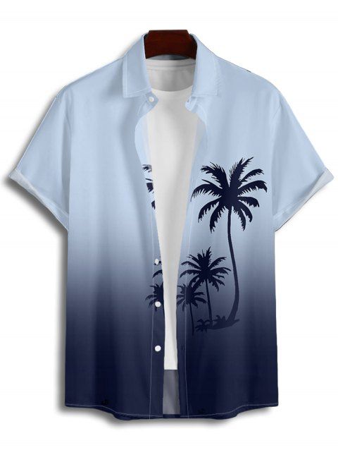 Chemise de vacances à manches courtes et boutons pour homme, motif cocotier ombré
