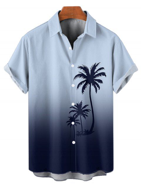 Chemise de vacances à manches courtes et boutons pour homme, motif cocotier ombré