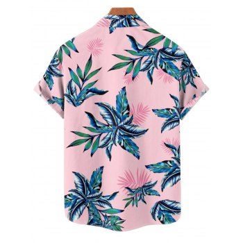 Hawaii Couple Outfit Solid Color Cinched Swim Top Tropical Plant Leaf Pattern Bowknot Boyshorts Tankini Set and Roll Up Sleeve Shirt Vacation Outfit