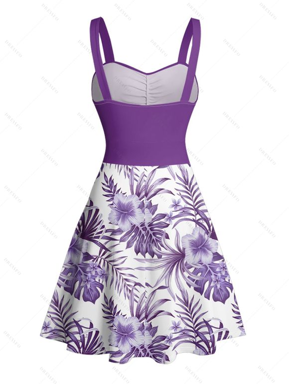 Mini-robe ceinturée à imprimé feuilles et fleurs tropicales - Concorde XL | US 12