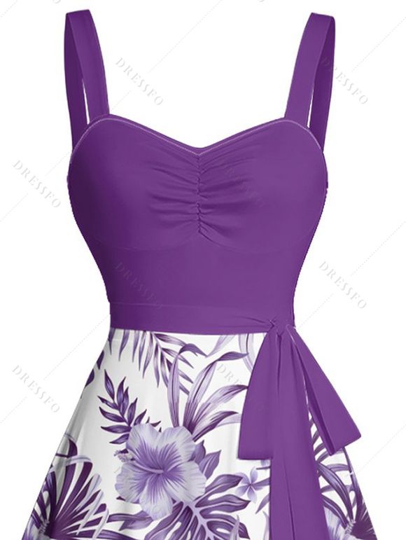 Mini-robe ceinturée à imprimé feuilles et fleurs tropicales - Concorde XL | US 12