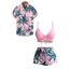 Hawaii Couple Outfit Solid Color Cinched Swim Top Tropical Plant Leaf Pattern Bowknot Boyshorts Tankini Set and Roll Up Sleeve Shirt Vacation Outfit - Blanc S | US 4