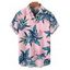 Chemise hawaïenne à motif de feuilles pour homme, imprimé végétal, boutonnée, manches retroussables, pour les vacances - Blanc 5XL