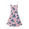Mini Robe Ligne A Plante Tropicale Imprimée à Bretelle Fine à Col V - Rose clair L | US 8-10