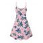 Mini Robe Ligne A Plante Tropicale Imprimée à Bretelle Fine à Col V - Rose clair L | US 8-10