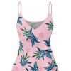 Mini Robe Ligne A Plante Tropicale Imprimée à Bretelle Fine à Col V - Rose clair L | US 8-10