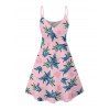 Mini Robe Ligne A Plante Tropicale Imprimée à Bretelle Fine à Col V - Rose clair XXXL | US 16