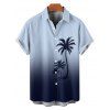 Chemise de vacances à manches courtes et boutons pour homme, motif cocotier ombré - Bleu gris M