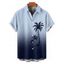 Chemise de vacances à manches courtes et boutons pour homme, motif cocotier ombré - Bleu gris M