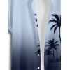 Chemise de vacances à manches courtes et boutons pour homme, motif cocotier ombré - Bleu gris M