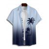 Chemise de vacances à manches courtes et boutons pour homme, motif cocotier ombré - Bleu gris XL