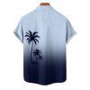 Chemise de vacances à manches courtes et boutons pour homme, motif cocotier ombré - Bleu gris XL