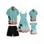 Ombre Palm Tree Print Women's Spaghetti Strap Dress Men's Button Up Shirt  Girls Flutter Sleeve Dress Boy's Button Up Kid Shirt Men's Solid Color Drawstring Shorts Five Pieces Outfit - Vert clair S | US 4