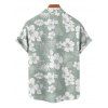 Hibiscus Print V Neck Split Hem Dress and Button Up Shirt Drawstring Beach Shorts Vacation Outfit - Vert clair S | US 4