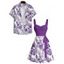Tropical Flower Leaf Print Belted Mini Vacation Dress And Short Sleeve Shirt Matching Outfit - Concorde S | US 4