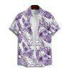 Tropical Flower Leaf Print Belted Mini Vacation Dress And Short Sleeve Shirt Matching Outfit - Concorde S | US 4