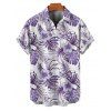 Tropical Flower Leaf Print Belted Mini Vacation Dress And Short Sleeve Shirt Matching Outfit - Concorde S | US 4