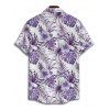 Tropical Flower Leaf Print Belted Mini Vacation Dress And Short Sleeve Shirt Matching Outfit - Concorde S | US 4