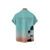 Boy's Ombre Coconut Tree Pattern Vacation Shirt Button Up Roll Up Short Sleeve Kid Shirt - Vert clair 120