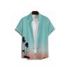 Boy's Ombre Coconut Tree Pattern Vacation Shirt Button Up Roll Up Short Sleeve Kid Shirt - Vert clair 120
