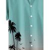 Boy's Ombre Coconut Tree Pattern Vacation Shirt Button Up Roll Up Short Sleeve Kid Shirt - Vert clair 120