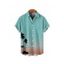 Boy's Ombre Coconut Tree Pattern Vacation Shirt Button Up Roll Up Short Sleeve Kid Shirt - Vert clair 150