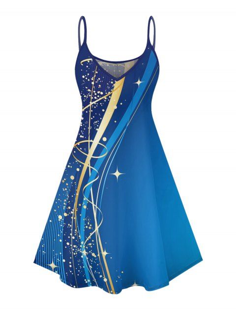 Robe décontractée à motif géométrique ombré, bretelles spaghetti, col en V, coupe trapèze, mini-robe débardeur de vacances