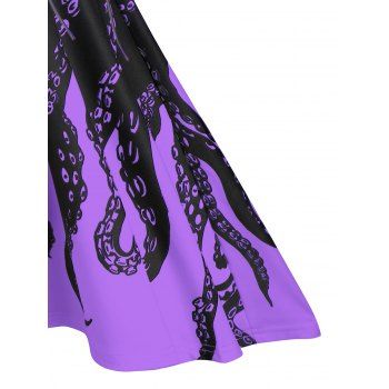 Summer Cute High Low Lace Up Octopus Print Mini Dress