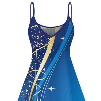 Ombre Geometric Pattern Casual Dress Spaghetti Strap V Neck A Line Mini Vacation Tank Dress