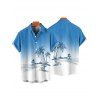 Chemise de Vacances Décontractée Boutonnée Cocotier Imprimé à Manches Courtes - Bleu clair M