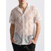 Chemise boutonnée à motif floral uni pour homme, col rabattu, manches courtes, décontractée - Blanc XXL | US 12
