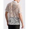 Chemise boutonnée à motif floral uni pour homme, col rabattu, manches courtes, décontractée - Blanc XXL | US 12