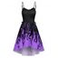 Robe d'Eté Haute Basse Mignonne à Bretelle à Imprimé Pieuvre à Lacets - Noir M