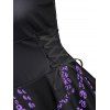 Robe d'Eté Haute Basse Mignonne à Bretelle à Imprimé Pieuvre à Lacets - Pourpre Tyrian 2XL