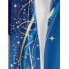 Chemise décontractée à motif géométrique ombré pour homme, manches courtes retroussables, boutonnée, pour les vacances - Bleu 5XL