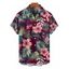 Chemise de vacances à manches courtes et boutons pour homme, motif fleur d'hibiscus et feuilles tropicales - Rouge foncé 5XL
