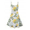 Robe de vacances à motif floral et feuilles de citron, mini-robe débardeur à bretelles spaghetti et col en V - Vert S | US 4