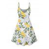 Robe de vacances à motif floral et feuilles de citron, mini-robe débardeur à bretelles spaghetti et col en V - Vert S | US 4