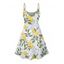 Robe de vacances à motif floral et feuilles de citron, mini-robe débardeur à bretelles spaghetti et col en V - Vert S | US 4