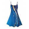 Robe décontractée à motif géométrique ombré, bretelles spaghetti, col en V, coupe trapèze, mini-robe débardeur de vacances - Bleu S | US 4