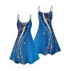 Robe décontractée à motif géométrique ombré, bretelles spaghetti, col en V, coupe trapèze, mini-robe débardeur de vacances - Bleu S | US 4